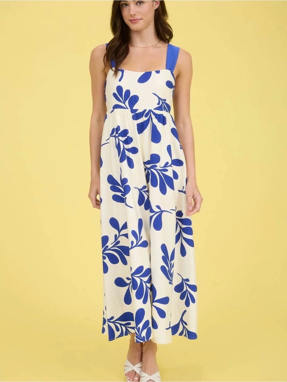 Blu Pepper Women's Dress Size Large Floral Blue Cream NWT sleeveless Lined Boho